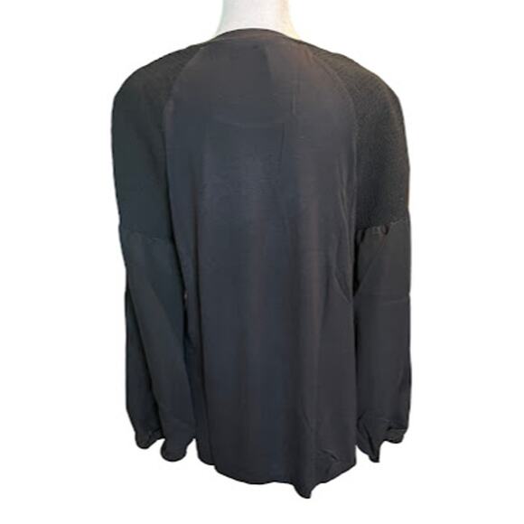 Ellen Tracy Black Long Sleeve, Mixed Media Top Size Medium NWT - Picture 5 of 6